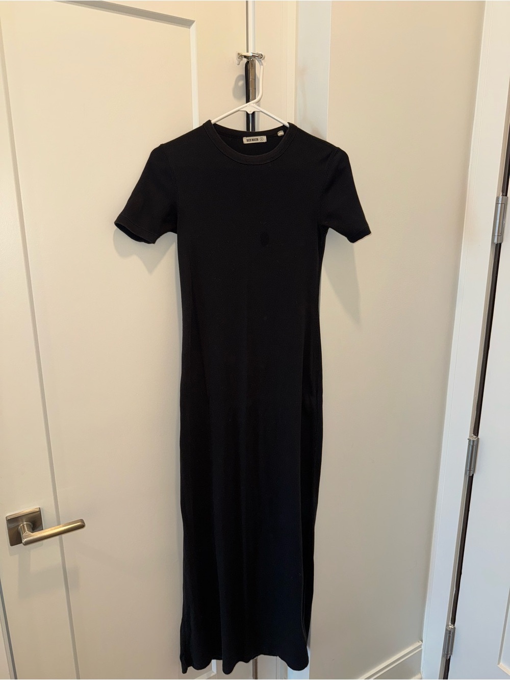 Buck Mason Black Short-Sleeve Ribbed Maxi Dress